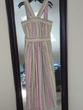 Striped Boho Multicolor Sleeveless Midii Dress With Inspiration Quotes